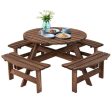 Patio 8 Seat Wood Picnic Dining Seat Bench Set For Sale