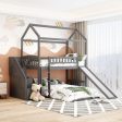 Gray Twin Over Twin PlayHouse Perpendicular Bunk Bed with Slide Sale