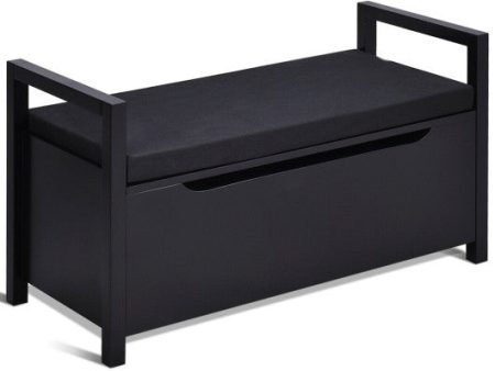 34.5 —15.5 —19.5 Inch Shoe Storage Bench with Cushion Seat for Entryway-Black Online now