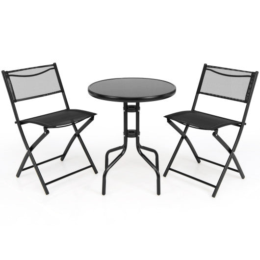 3 Pieces Folding Bistro Table Chairs Set for Indoor and Outdoor Online Sale