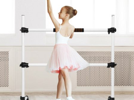 4 Feet Portable Ballet Barre with Adjustable Height-Gray Hot on Sale