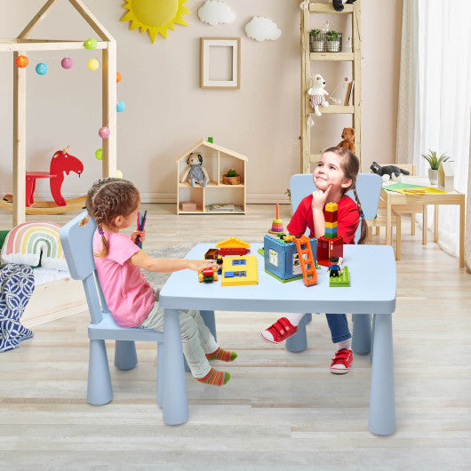 3 Pieces Toddler Multi Activity Play Dining Study Kids Table and Chair Set-Blue Online