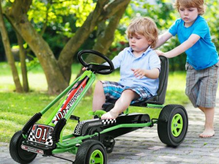 4 Wheels Kids Ride On Pedal Powered Bike Go Kart Racer Car Outdoor Play Toy-Green Online Sale