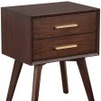 Walnut and Gold 2 Drawer Nightstand Cheap