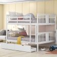 Modern White Full Over Full Bunk Bed with Two Drawers on Sale