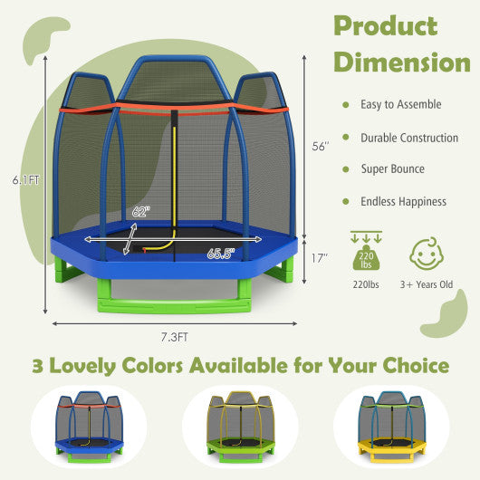 7 Feet Kids Recreational Bounce Jumper Trampoline-Blue on Sale