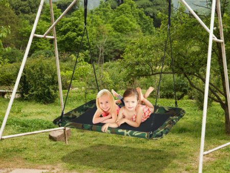 60 Inches Platform Tree Swing Outdoor with  2 Hanging Straps-Camouflage Online