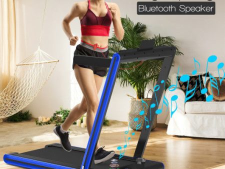 2-in-1 Folding Treadmill with Dual LED Display-Navy Hot on Sale