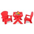 3-Piece Plastic Children Play Table Chair Set-Red For Sale