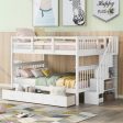 White Double Full Size Stairway Bunk Bed With Drawer For Sale