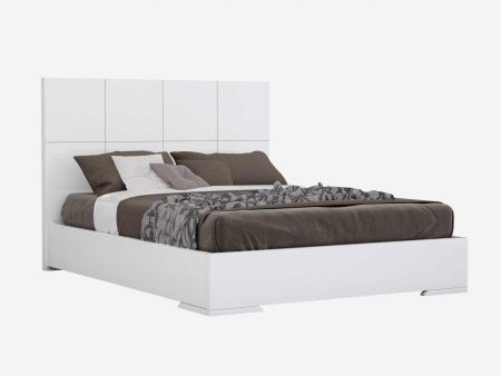 Contemporary White Queen Platform Bed Cheap