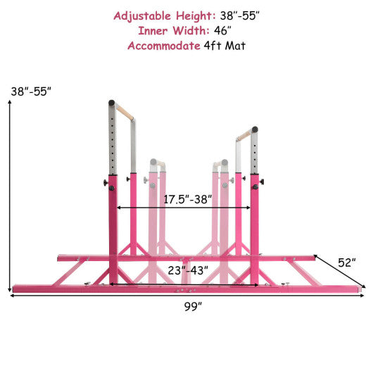 Kids Adjustable Width & Height Gymnastics Parallel Bars For Sale