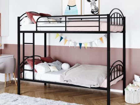 Black Modern Classic Twin Over Twin Metal Bunk Bed Fashion