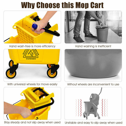 26 Quart Side Press Wringer Commercial Mop Bucket Online Sale