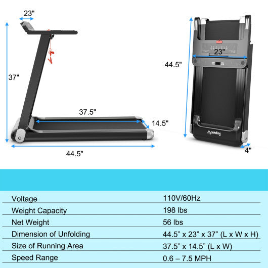 Folding Electric Compact Walking Treadmill with APP Control Speaker-Silver Online