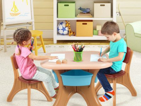 Children Kids Activity Table & Chair Set Play Furniture W Storage-Coffee Online now