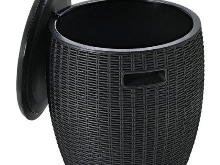 9.5 Gallon 4-in-1 Patio Rattan Cool Bar Cocktail Table Side Table-Black Online Sale