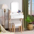 Vanity Table Set with Cushioned Stool and Large Mirror Online