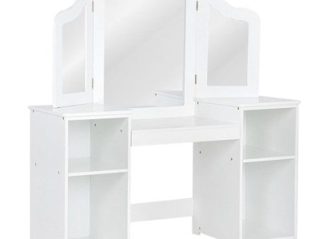 Kids Tri Folding Mirror Makeup Dressing Vanity Table Set-White Online