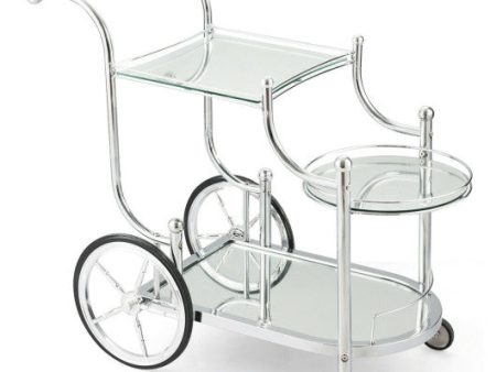 Kitchen Rolling Bar Cart with Tempered Glass Suitable for Restaurant and Hotel Fashion