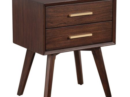 Walnut and Gold 2 Drawer Nightstand Cheap