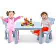 3 Pieces Toddler Multi Activity Play Dining Study Kids Table and Chair Set-Blue Online