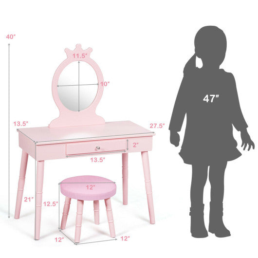 Kids Vanity Makeup Table and Chair Set Make Up Stool Online