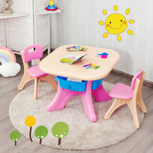 In Outdoor 3-Piece Plastic Children Play Table & Chair Set Hot on Sale