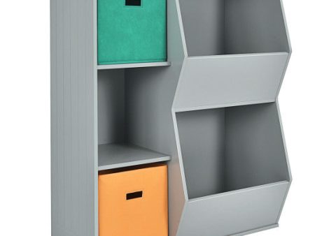 Kids Toy Storage Cabinet Shelf Organizer -Gray For Sale