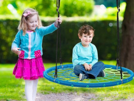 40 Inch Spider Web Tree Swing Kids Outdoor Play Set with Adjustable Ropes-Blue Fashion