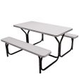 Picnic Table Bench Set for Outdoor Camping -White Hot on Sale