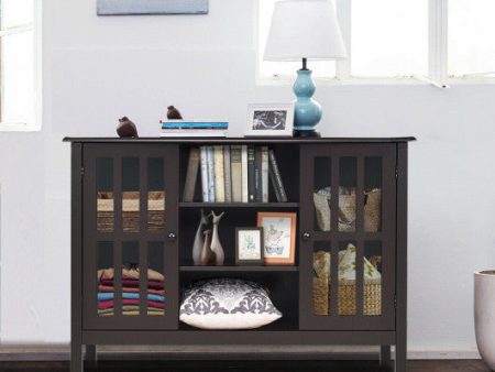 Wooden TV Stand Console Cabinet for 50 Inch TV-Brown Online Sale