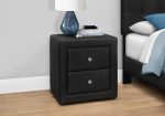 21  Black Faux Leather Two Drawer Nightstand Discount