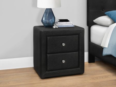 21  Black Faux Leather Two Drawer Nightstand Discount