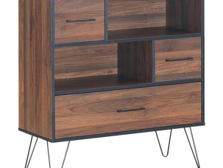 3-Tier Wood Storage Cabinet with Drawers and 4 Metal Legs For Cheap