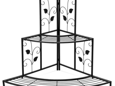 3 Tier Floral Corner Metal Plant Pot Rack on Sale