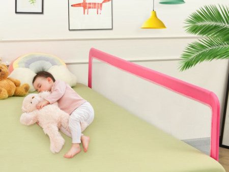 71 Inch Extra Long Swing Down Bed Guardrail with Safety Straps-Pink Cheap