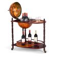 Vintage Globe Rolling Wine Bar Cart with Extra Shelf Supply