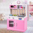 Kids Wooden Pretend Cooking Playset Cookware Play Set Kitchen Toys Toddler Gift-Pink Hot on Sale