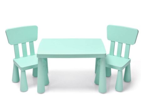 3 Pieces Toddler Multi Activity Play Dining Study Kids Table and Chair Set-Green Online Hot Sale