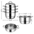 3 Tier Stainless Steel Cookware Pot Saucepot Steamer For Discount