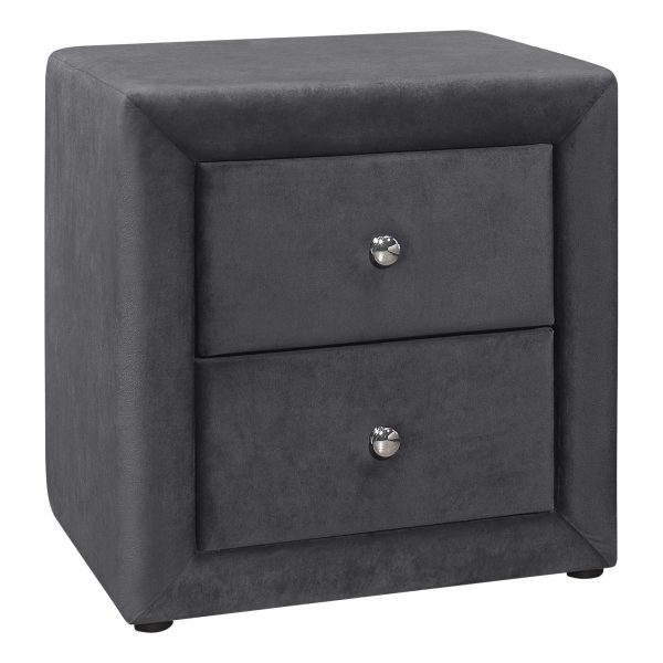 21  Dark Gray Velvet Two Drawer Nightstand Sale