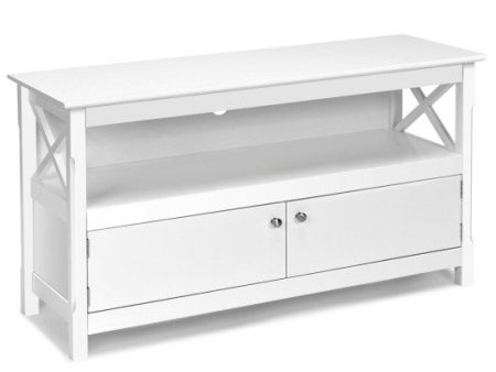 44 Inch Wooden Storage Cabinet TV Stand-White Fashion