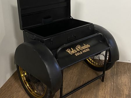 Black Old Time Delivery Box Table With Storage For Sale