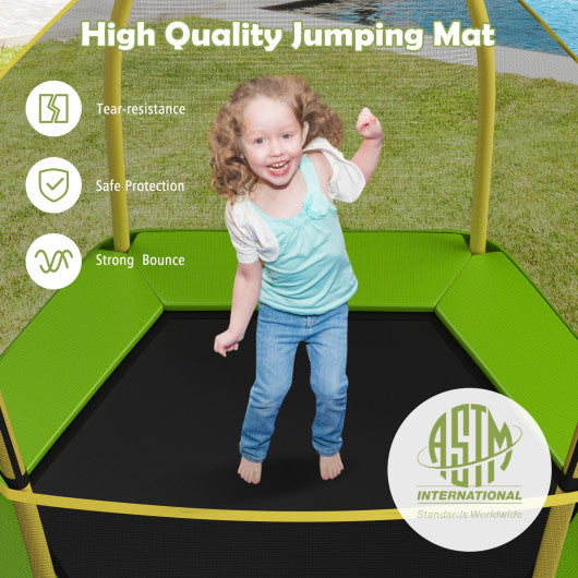 7 Feet Kids Recreational Bounce Jumper Trampoline-Green For Sale