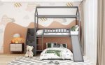 Gray Twin Over Twin PlayHouse Perpendicular Bunk Bed with Slide Sale