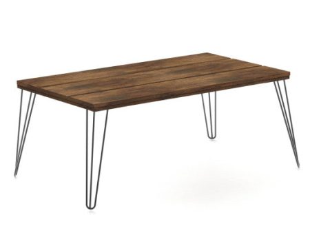 43.5 Inch Wooden Rectangular Coffee Table with Metal Legs Discount