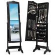 Mirrored Lockable Jewelry Cabinet Armoire Organizer Storage Box-Black on Sale