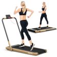 2-in-1 Folding Treadmill with Remote Control and LED Display-Golden For Cheap