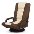 360-Degree Swivel Gaming Floor Chair with Foldable Adjustable Backrest-Brown For Cheap